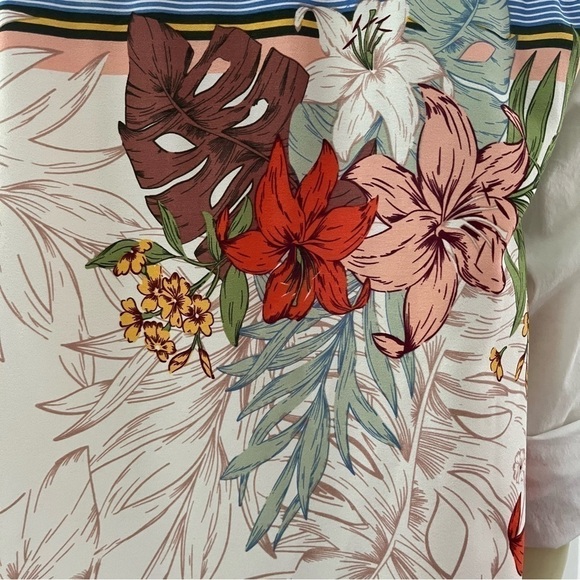 TEMPO Paris Women’s Hi Low Floral V Neck Pull Over Blouse mixed patterns M - Picture 11 of 13